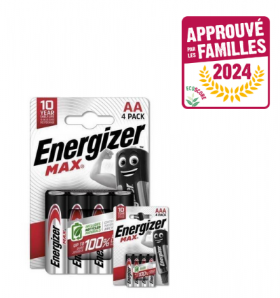 Piles Energizer MAX 2024 lauréat Approuvé par les Familles