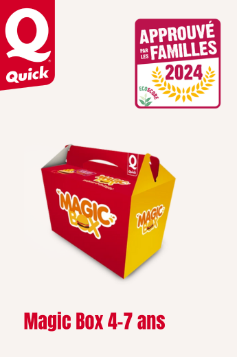 Menu Magic Box Menu Fun Box de Quick lauréat Approuvé par les Familles 2024